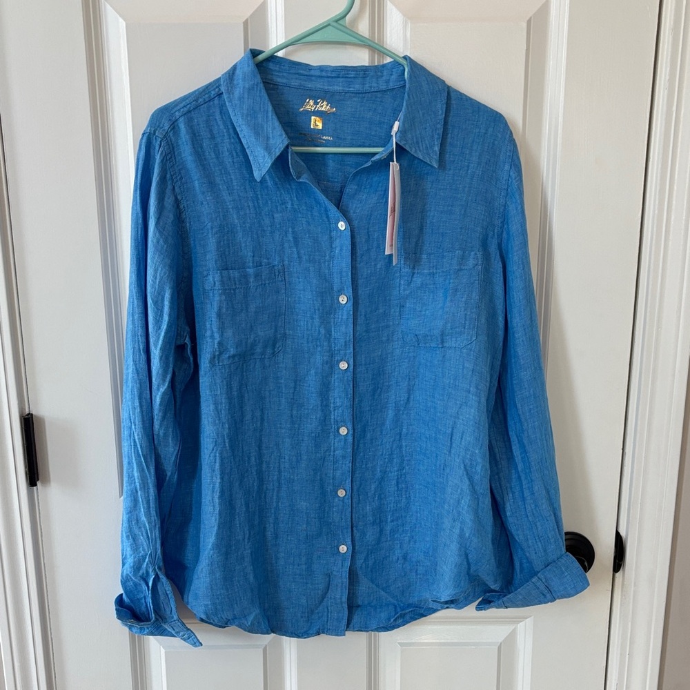 Lilly Pulitzer Light Blue Button-Down Shirt - Picture 2 of 6